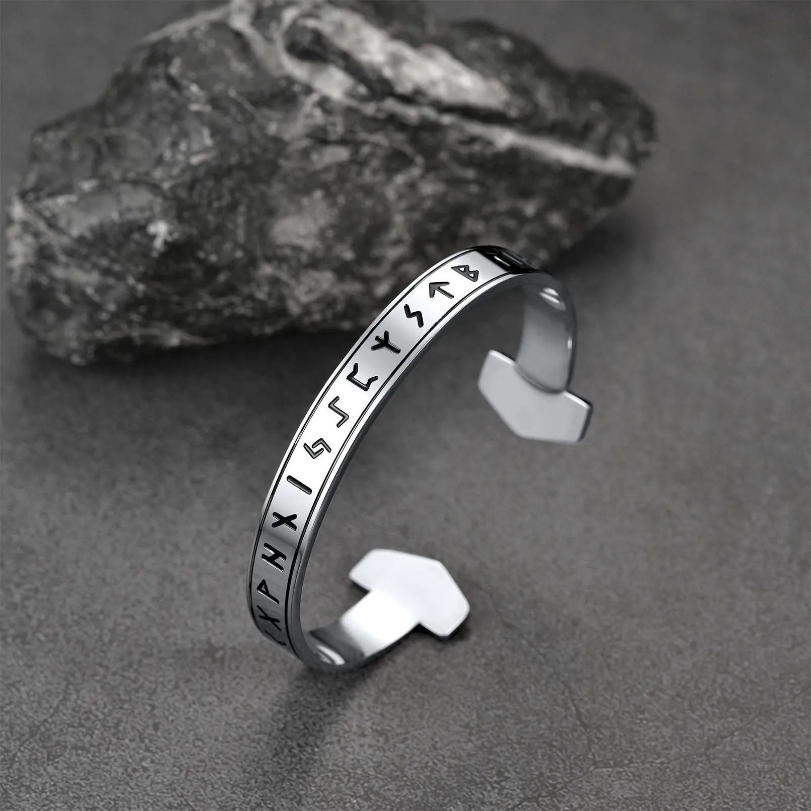 FaithHeart Viking Futhark Runes Cuff Bracelet For Men sold by FaithHeart product image thumbnail 3