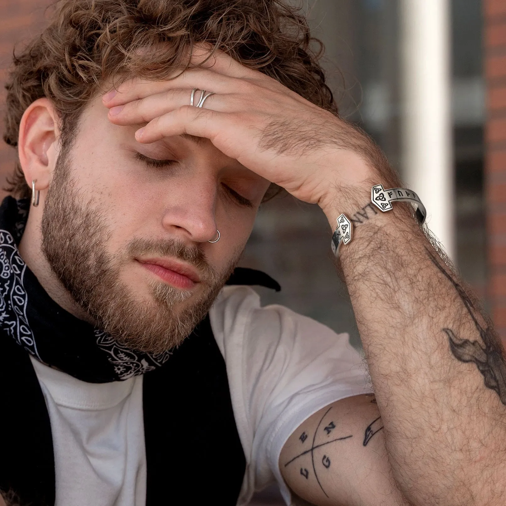 FaithHeart Viking Futhark Runes Cuff Bracelet For Men sold by FaithHeart product image thumbnail 2