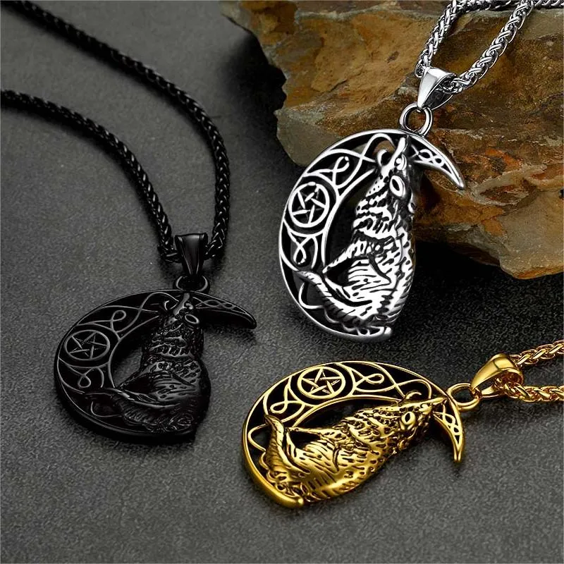 Viking Celtic Crescent Moon Wolf Necklace Jewelry for Men sold by FaithHeart product image thumbnail 4