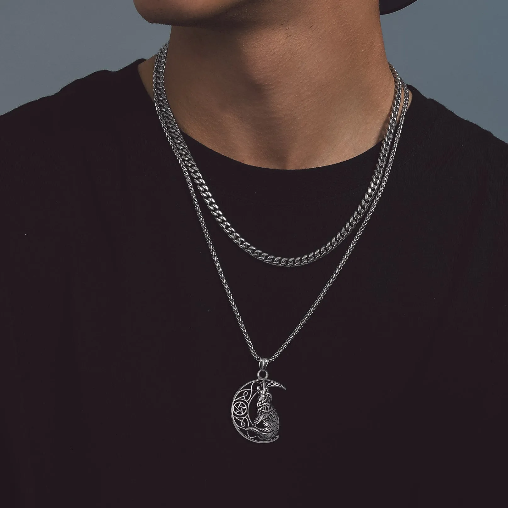 Viking Celtic Crescent Moon Wolf Necklace Jewelry for Men sold by FaithHeart product image thumbnail 2