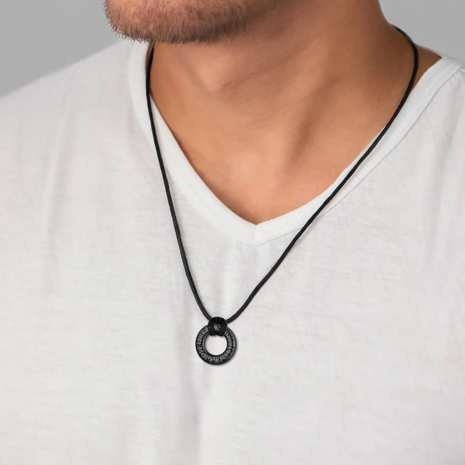 Norse Viking Rune Circle Chain Necklace for Men Women sold by FaithHeart product image thumbnail 2