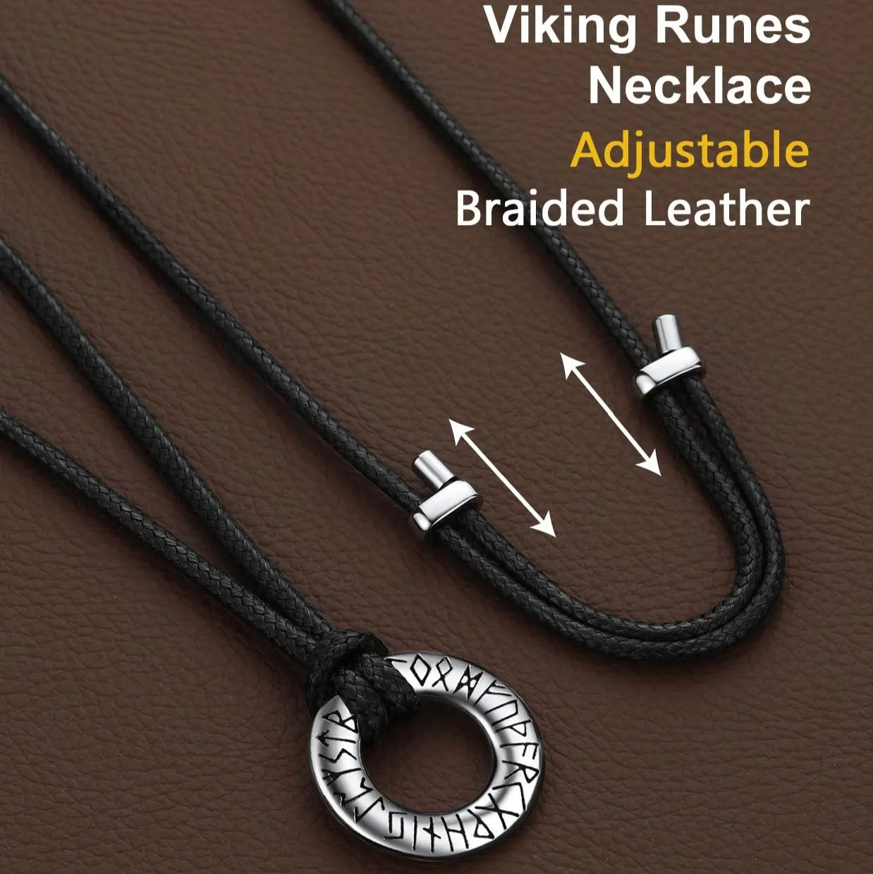 Norse Viking Rune Circle Chain Necklace for Men Women sold by FaithHeart product image thumbnail 5