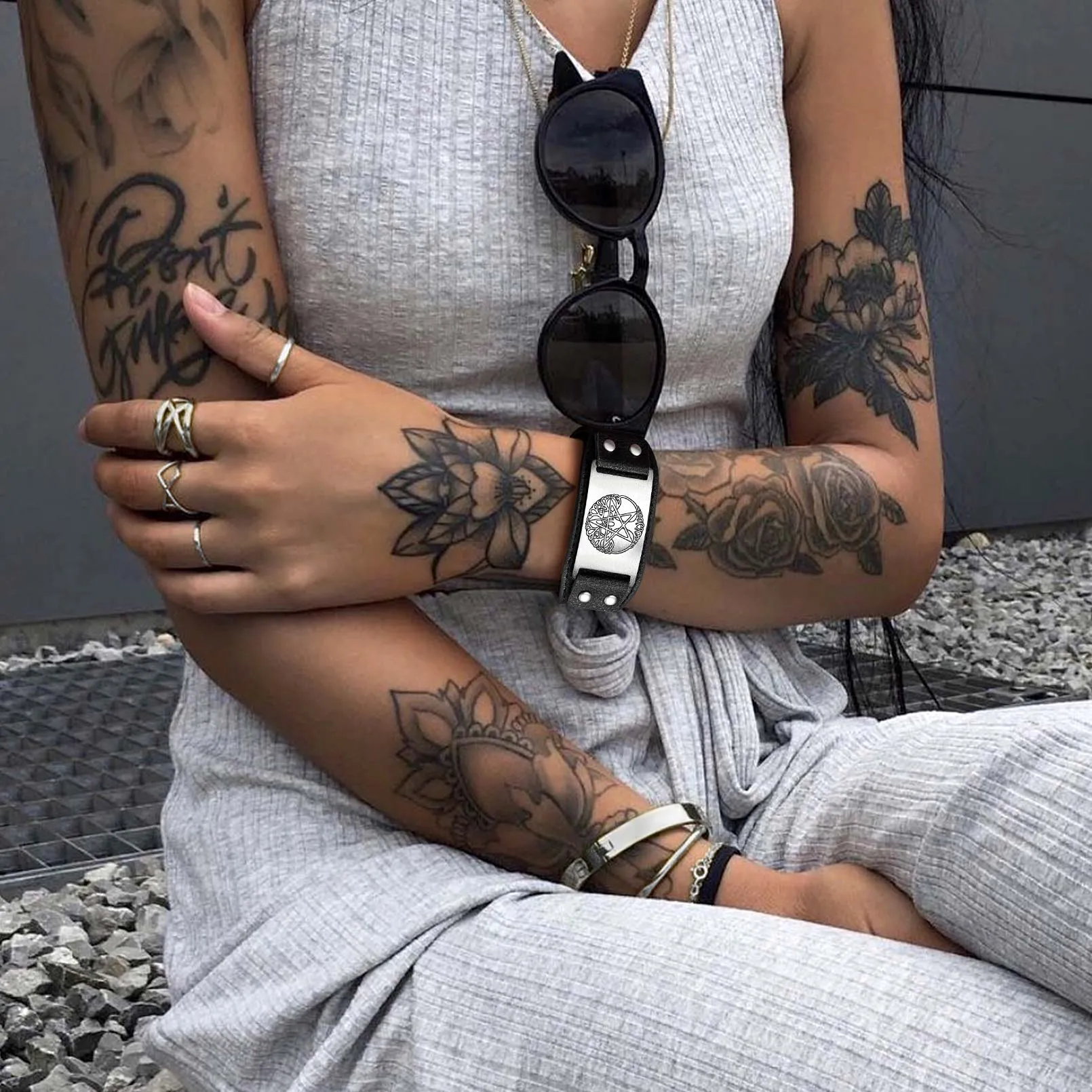 Vintage Pentacle Tree of Life Cuff Bracelet Wristband for Men sold by FaithHeart product image thumbnail 3