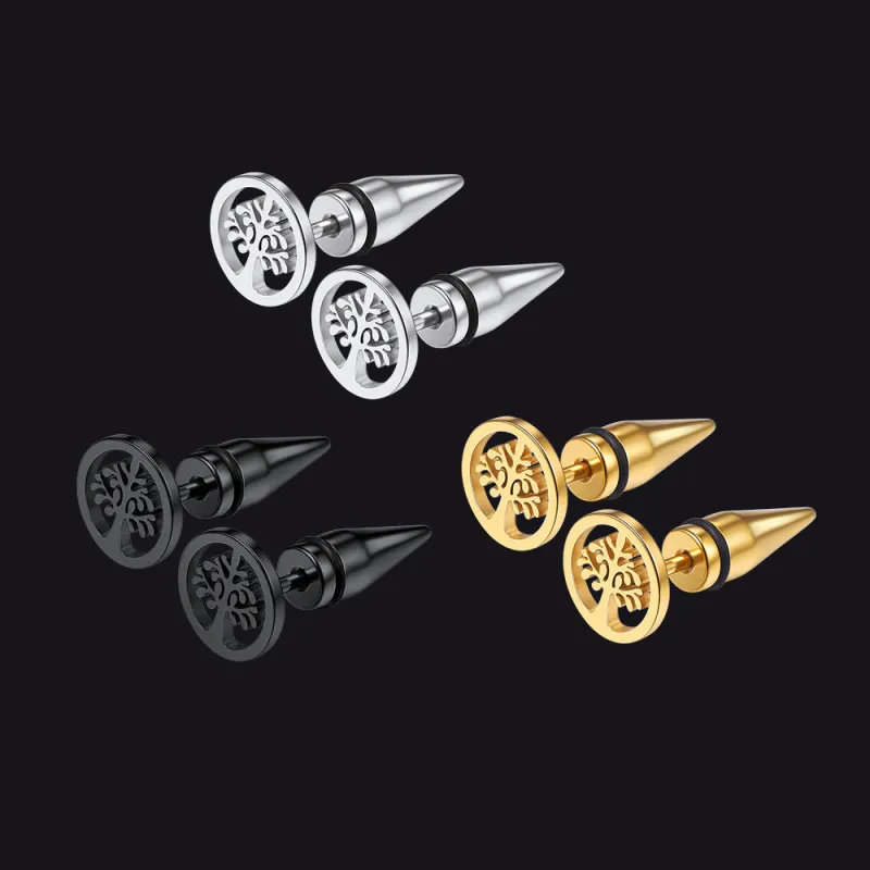 Tree of Life Stud Earrings Set for Men 3 Pairs sold by FaithHeart