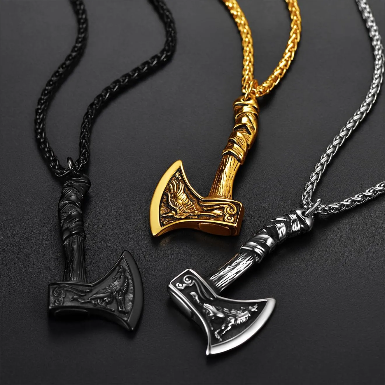 Norse Viking Battle Axe Necklace Amulet Jewelry for Men sold by FaithHeart product image thumbnail 2