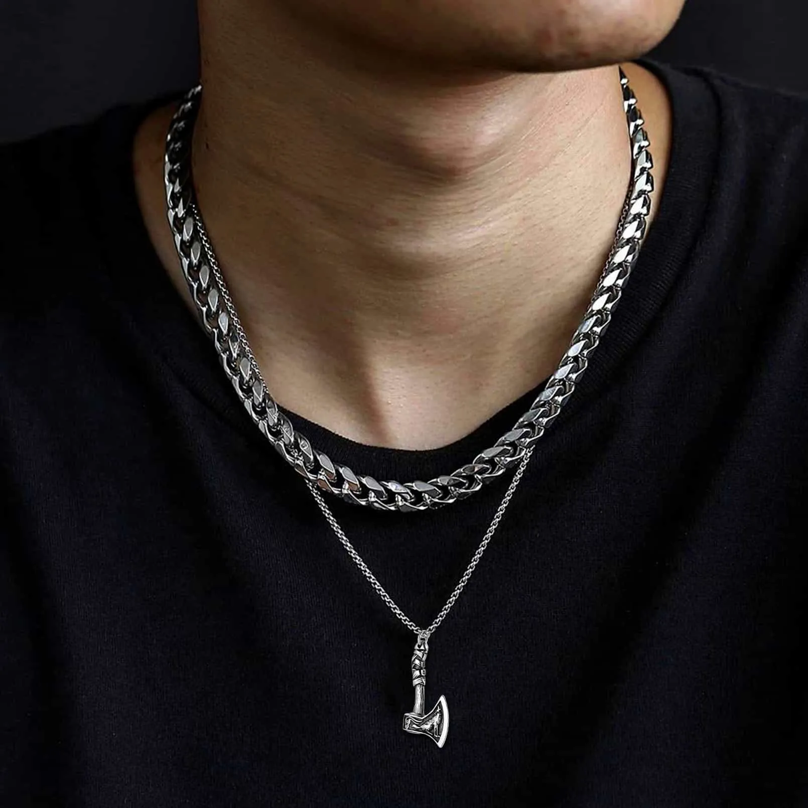 Norse Viking Battle Axe Necklace Amulet Jewelry for Men sold by FaithHeart product image thumbnail 3