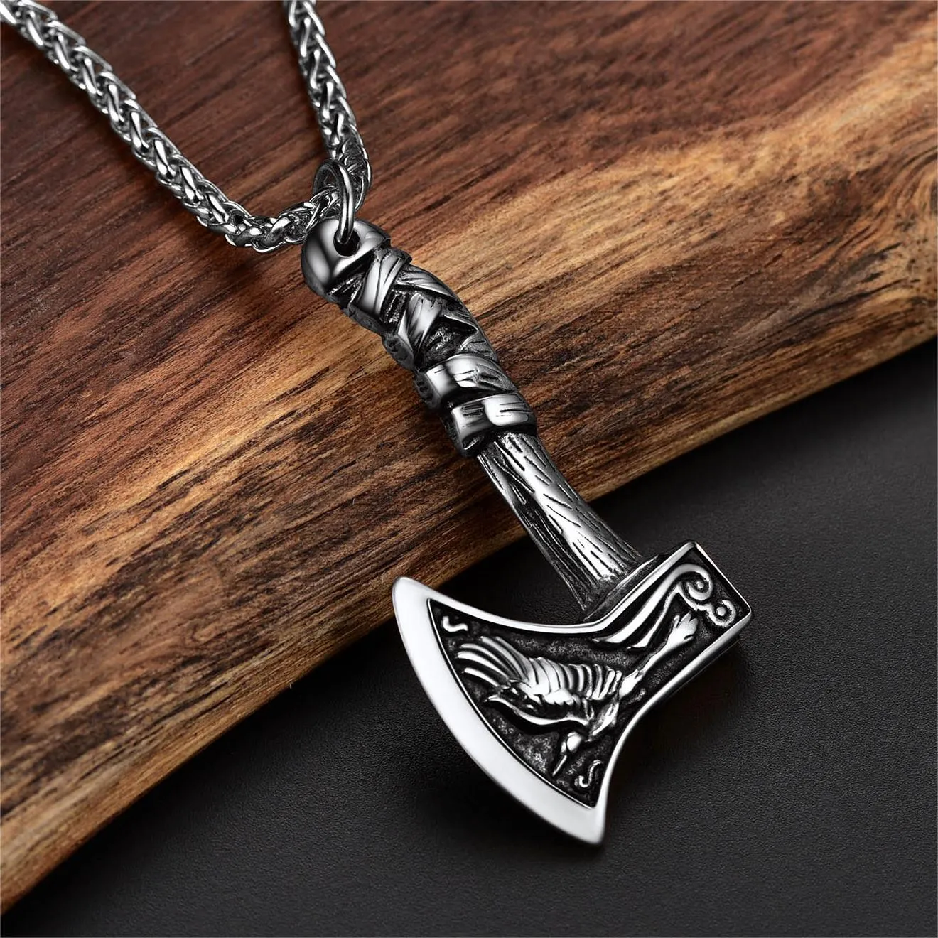 Norse Viking Battle Axe Necklace Amulet Jewelry for Men sold by FaithHeart product image thumbnail 4