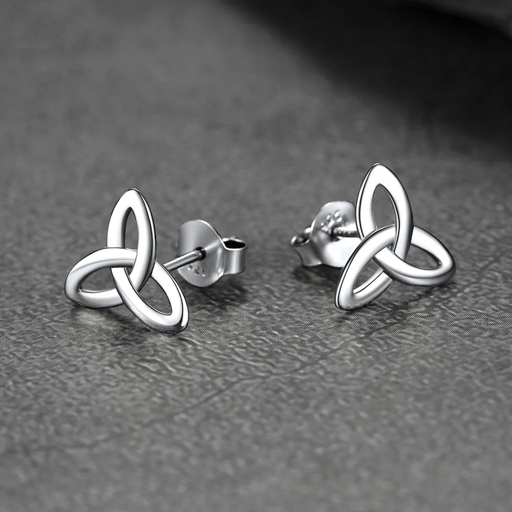 Silver Trinity Celtic Knot Stud Earrings for Women sold by FaithHeart product image thumbnail 2