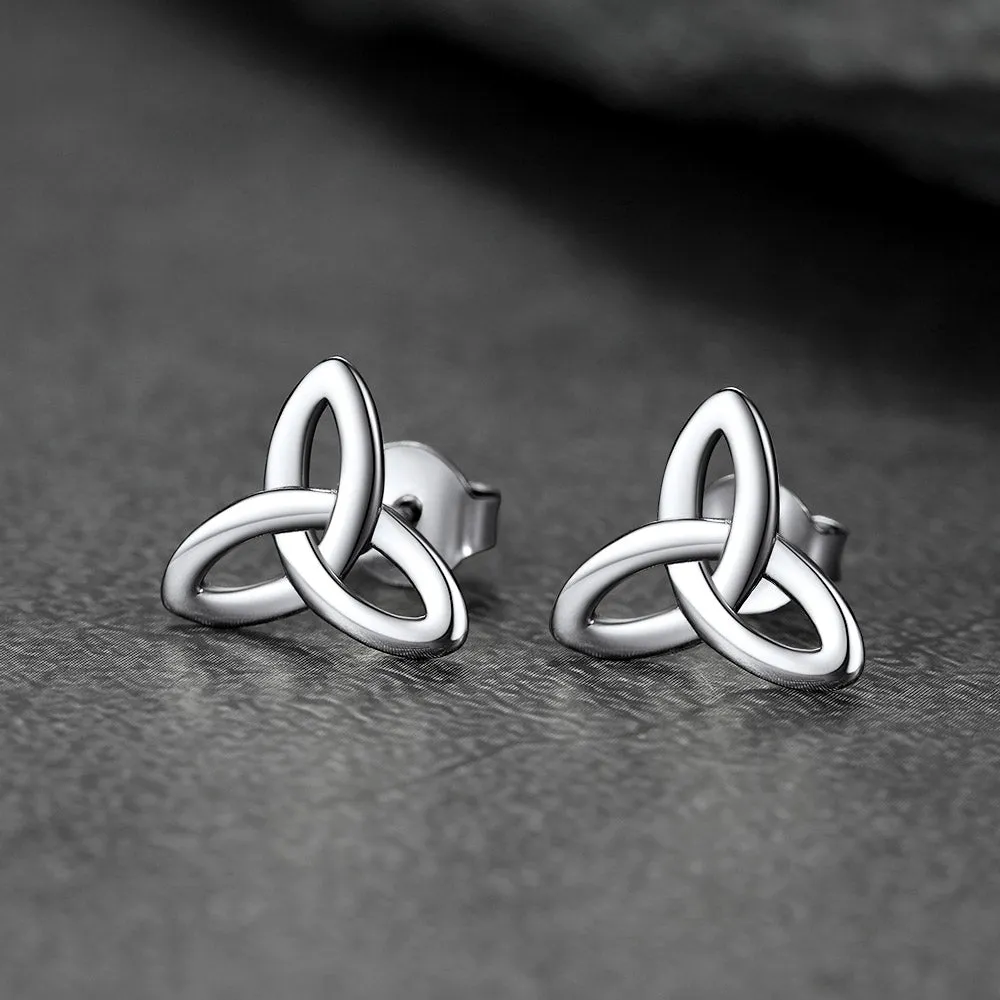 Silver Trinity Celtic Knot Stud Earrings for Women sold by FaithHeart product image thumbnail 3