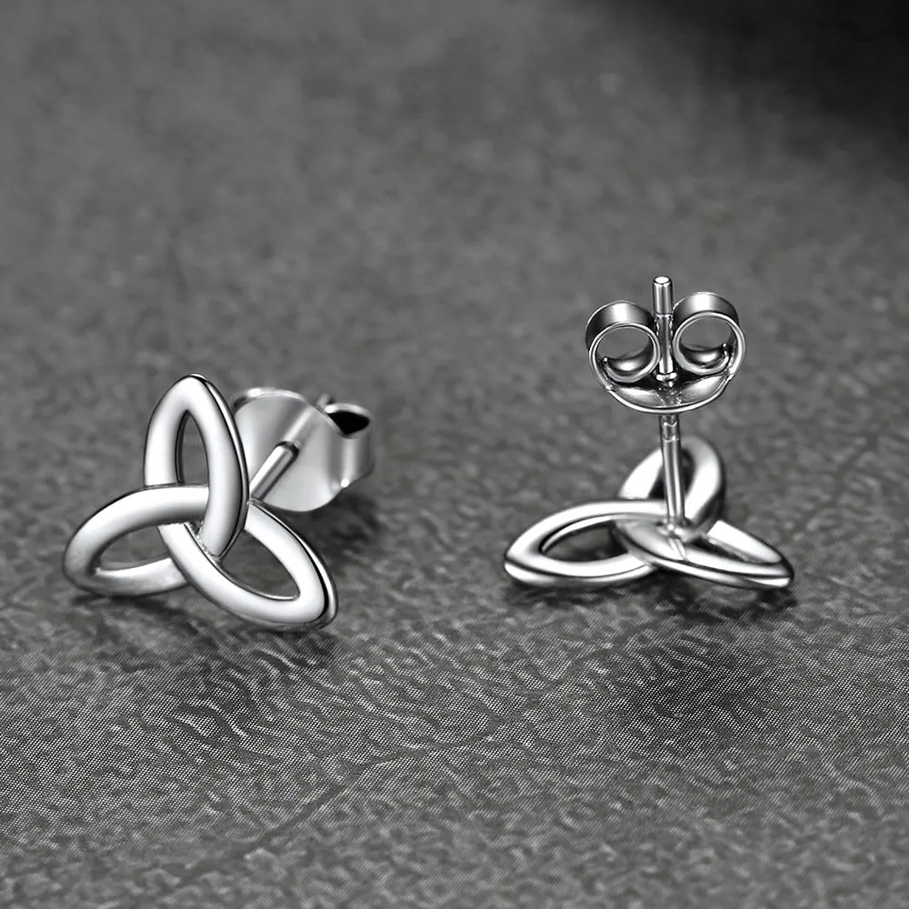 Silver Trinity Celtic Knot Stud Earrings for Women sold by FaithHeart product image thumbnail 4