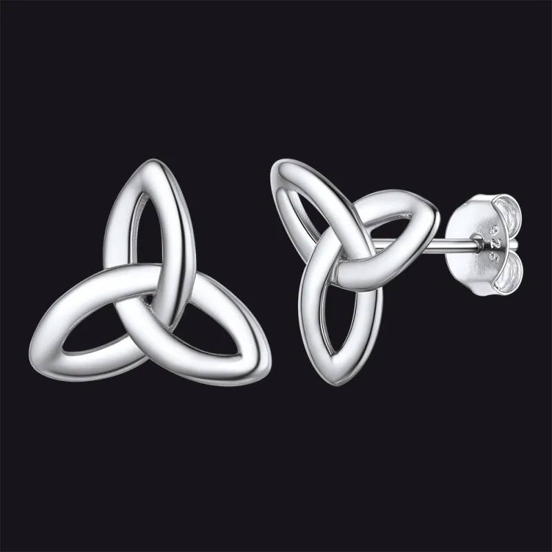 Silver Trinity Celtic Knot Stud Earrings for Women sold by FaithHeart