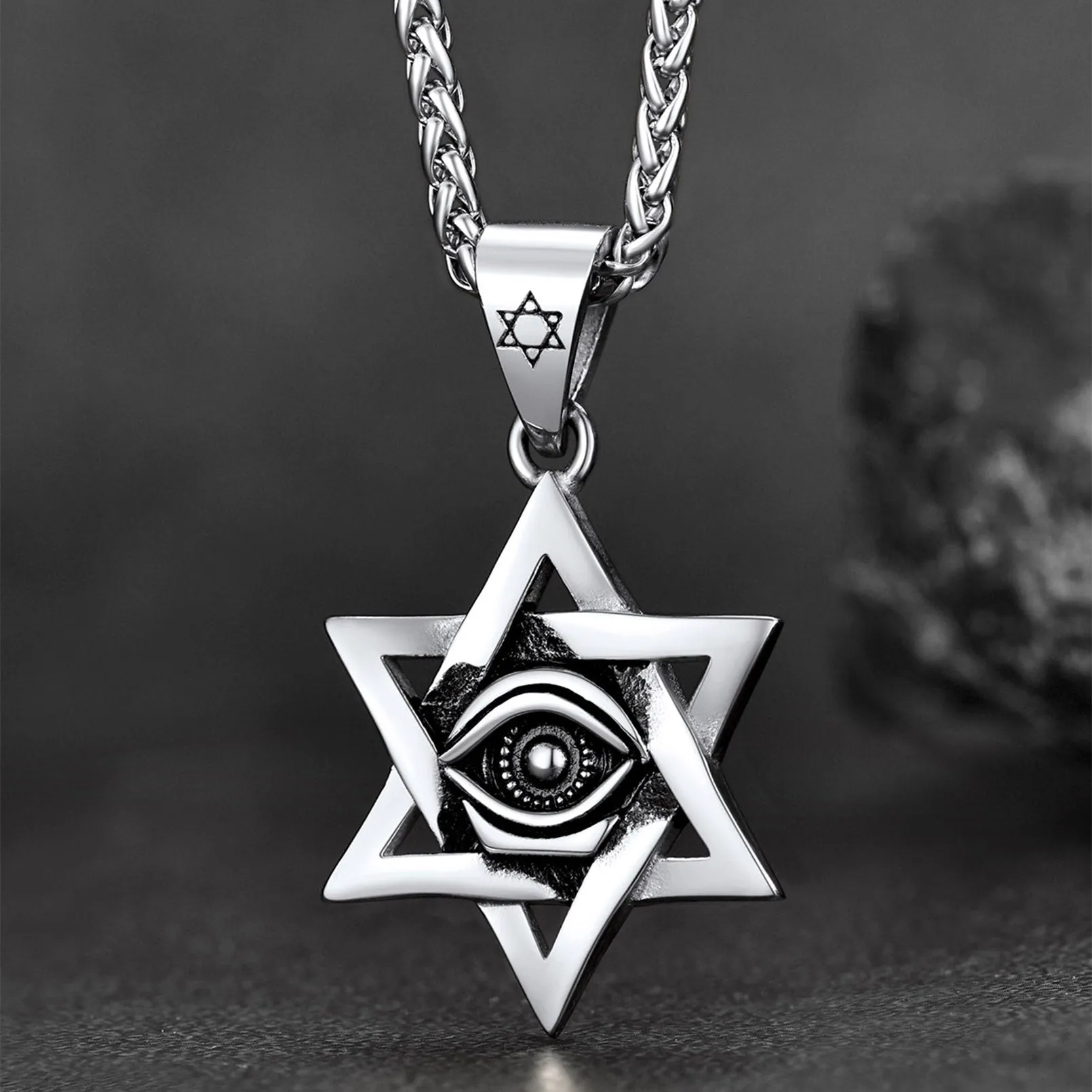 Star of David Necklace Pendant with Eye of God for Men Women sold by FaithHeart product image thumbnail 4