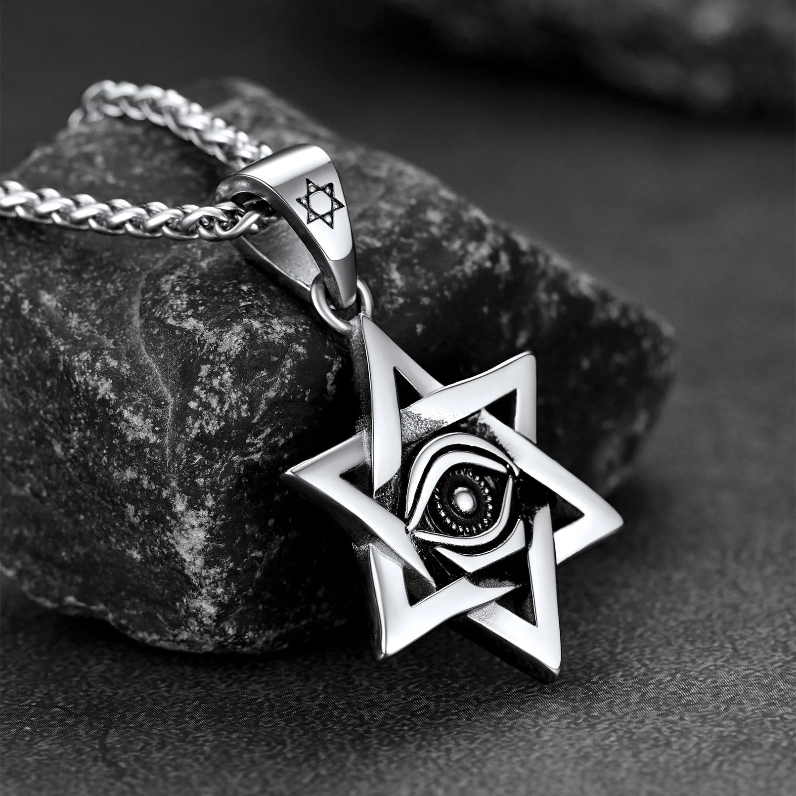 Star of David Necklace Pendant with Eye of God for Men Women sold by FaithHeart product image thumbnail 5