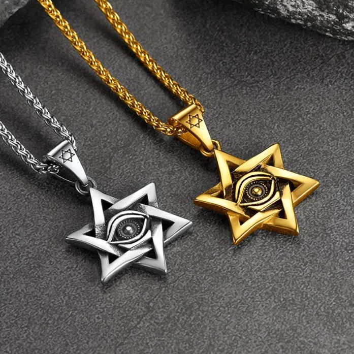 Star of David Necklace Pendant with Eye of God for Men Women sold by FaithHeart product image thumbnail 3