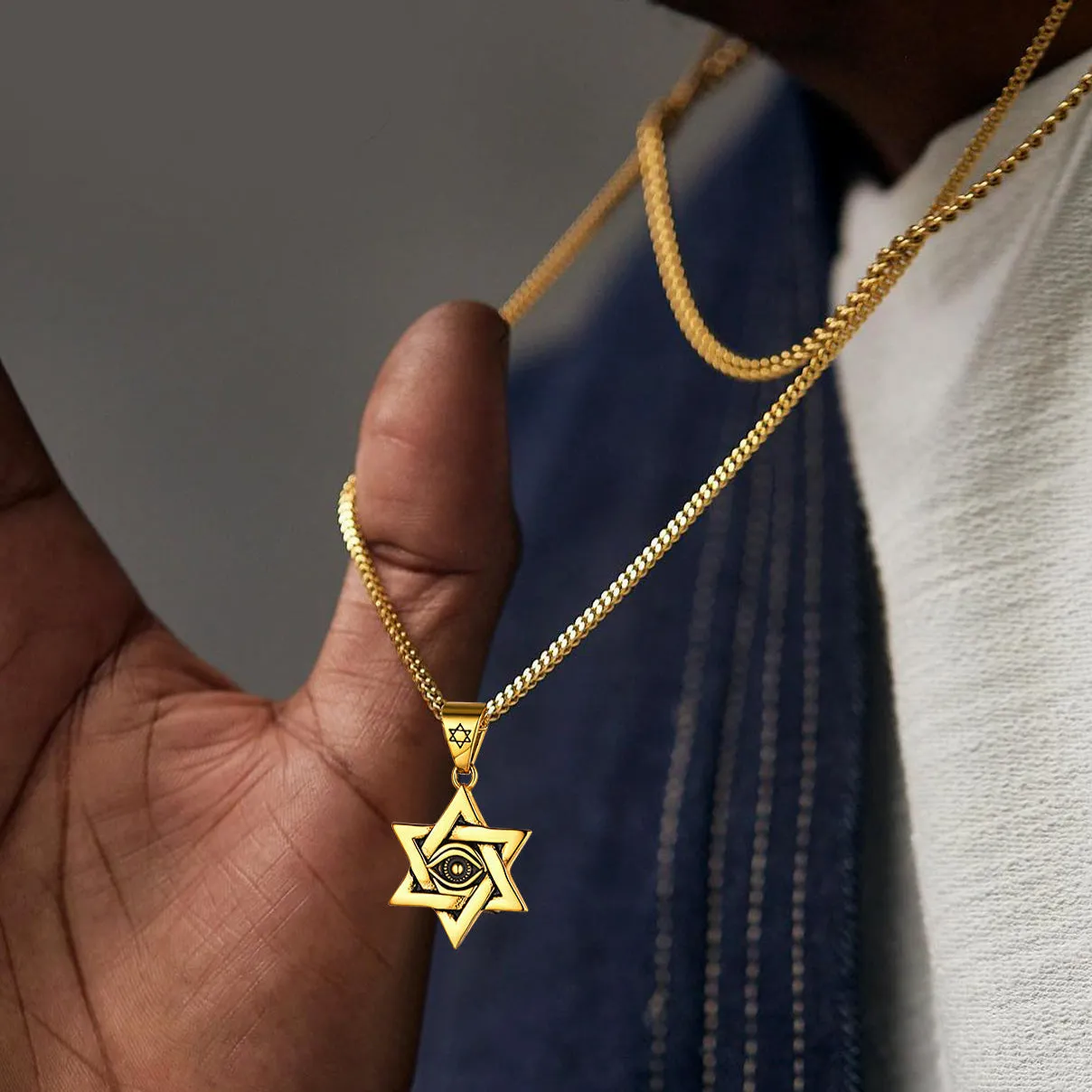 Star of David Necklace Pendant with Eye of God for Men Women sold by FaithHeart product image thumbnail 2