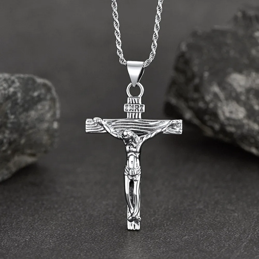 Sterling Silver Jesus Crucifix Necklace Cross Pendant sold by FaithHeart product image thumbnail 3