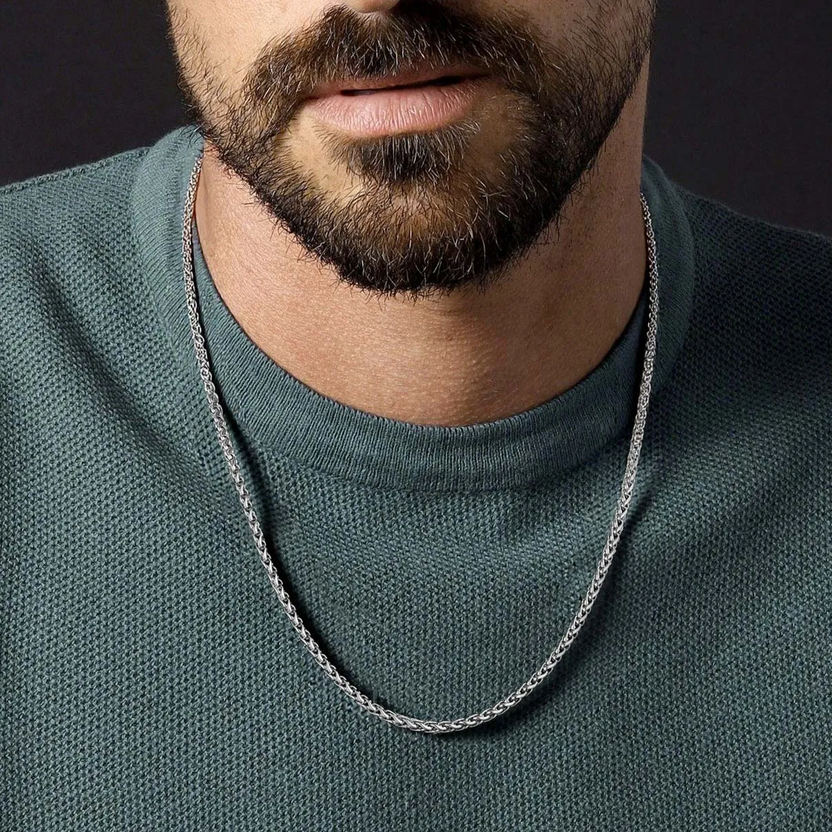 Spiga Wheat Chain Link Necklace for Men sold by FaithHeart product image thumbnail 2