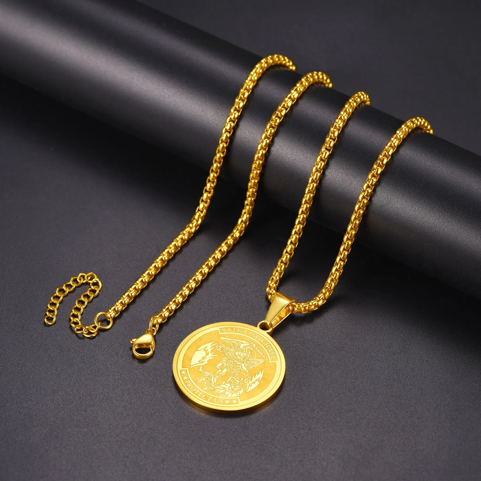 St. Michael Coin Necklace Medal Protection Pendant sold by FaithHeart product image thumbnail 4