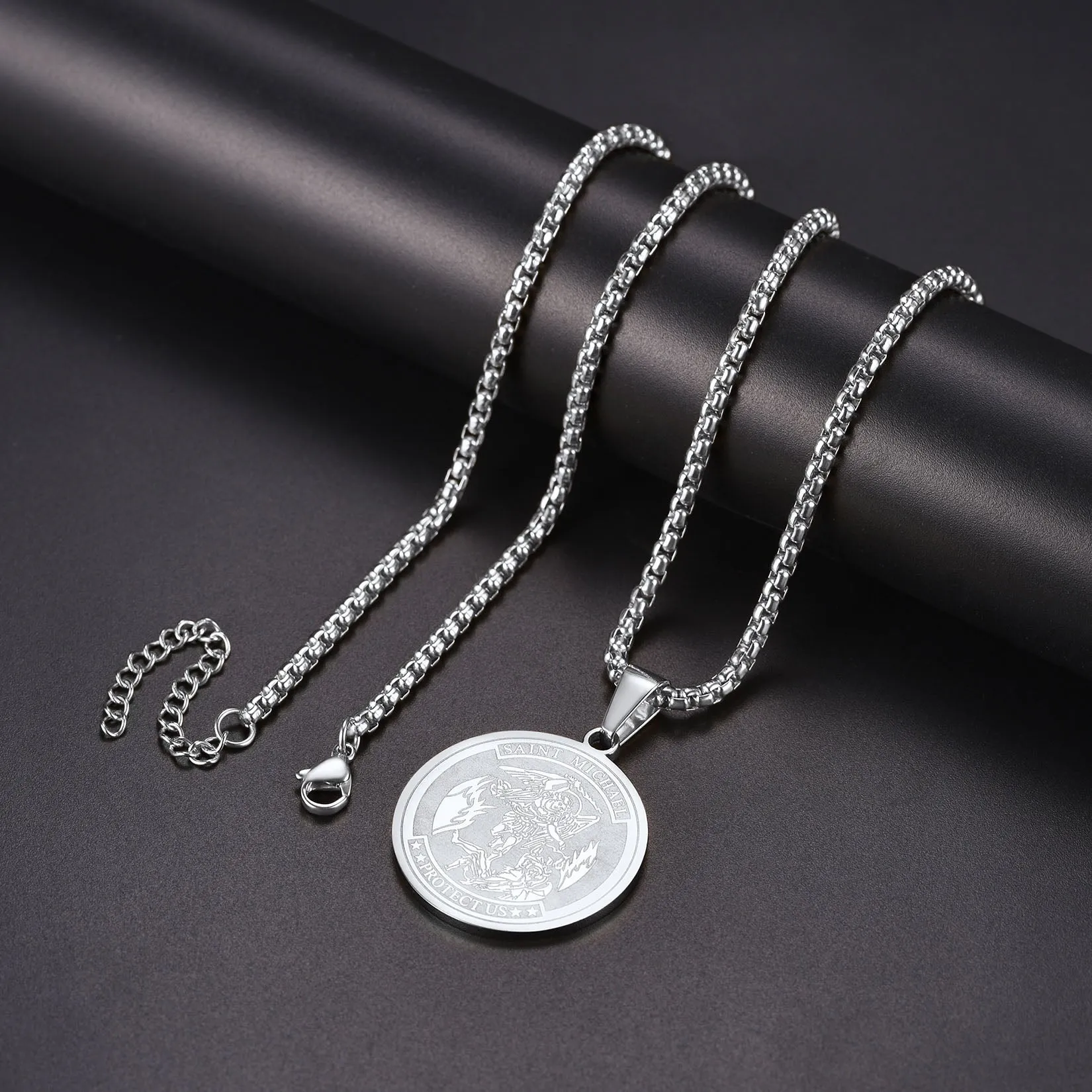 St. Michael Coin Necklace Medal Protection Pendant sold by FaithHeart product image thumbnail 3