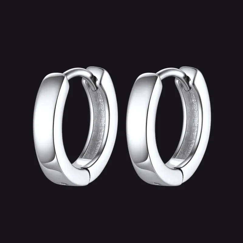 Sterling Silver Huggie Hoop Classic Earrings For Men Women sold by FaithHeart