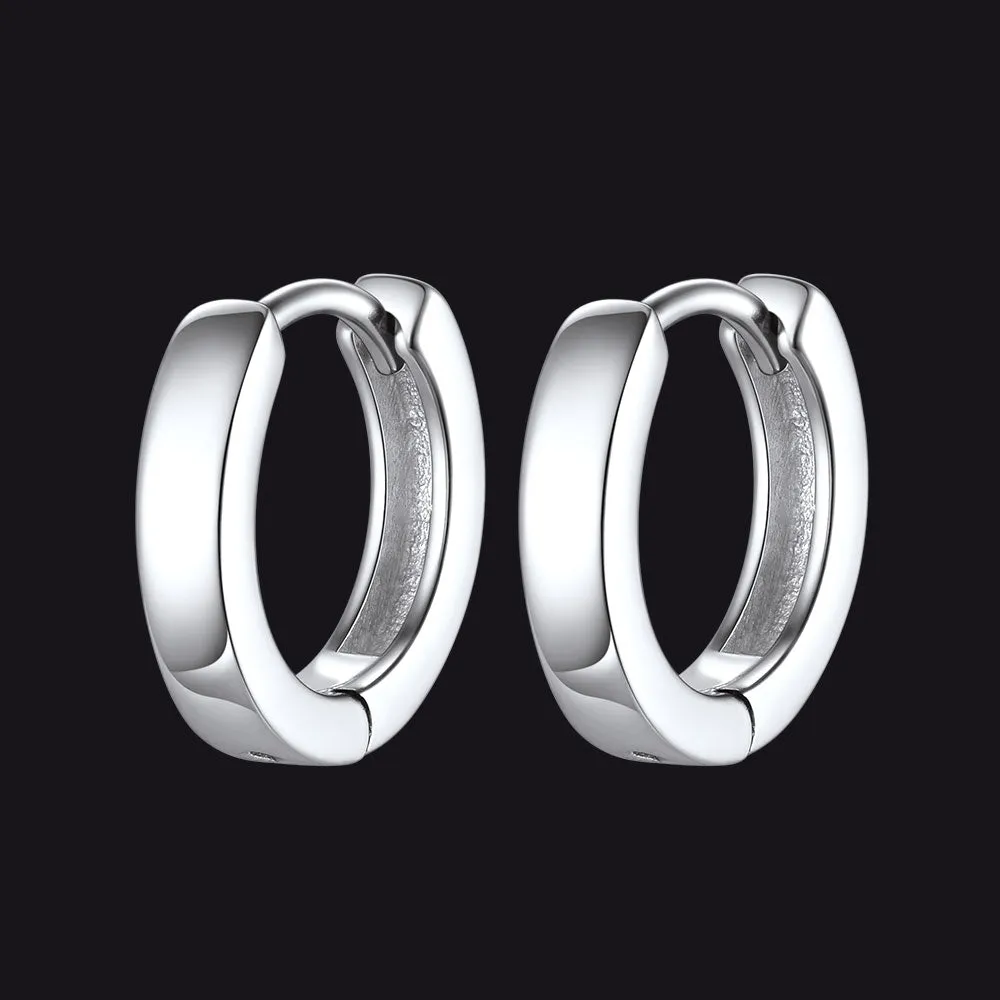 Sterling Silver Huggie Hoop Classic Earrings For Men Women sold by FaithHeart