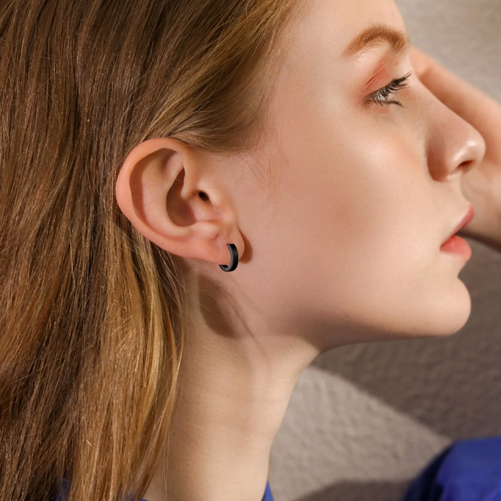 Sterling Silver Black Huggie Hoop Earrings For Men Women 10MM sold by FaithHeart product image thumbnail 3