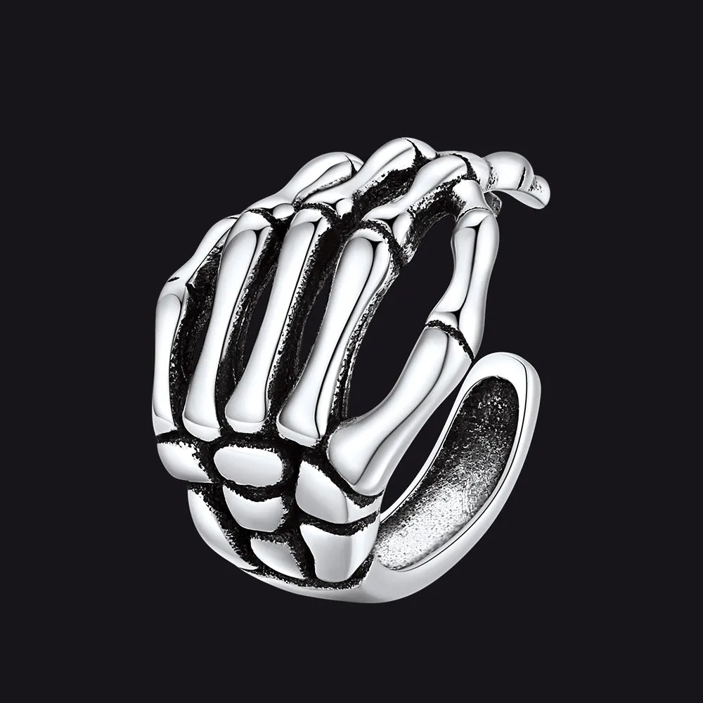 Sterling Silver Skull Skeleton Hand Ear Cuff Nom-piercing Earrings sold by FaithHeart product image thumbnail 5