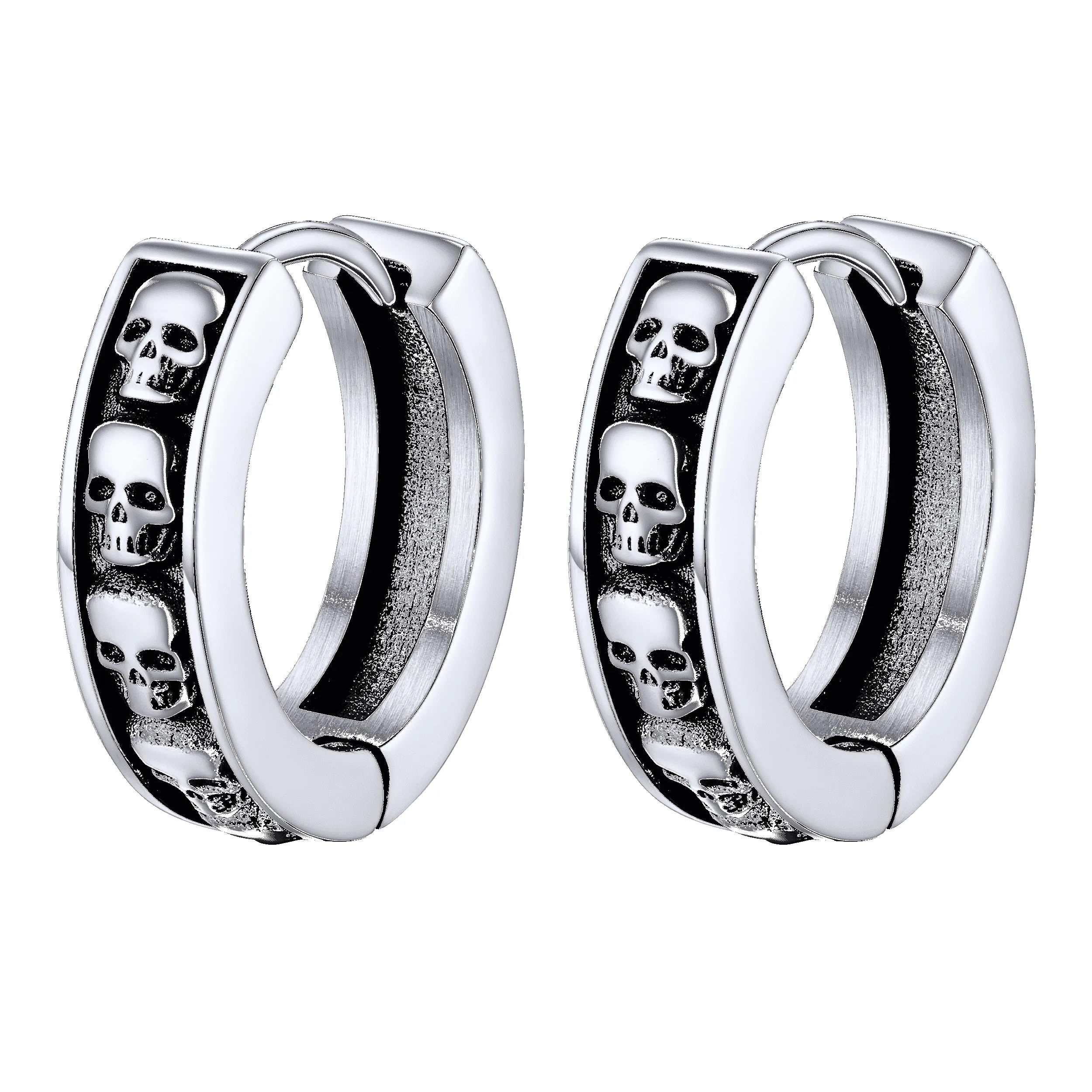Gothic Skull Huggie Hoop Earrings For Men Women sold by FaithHeart