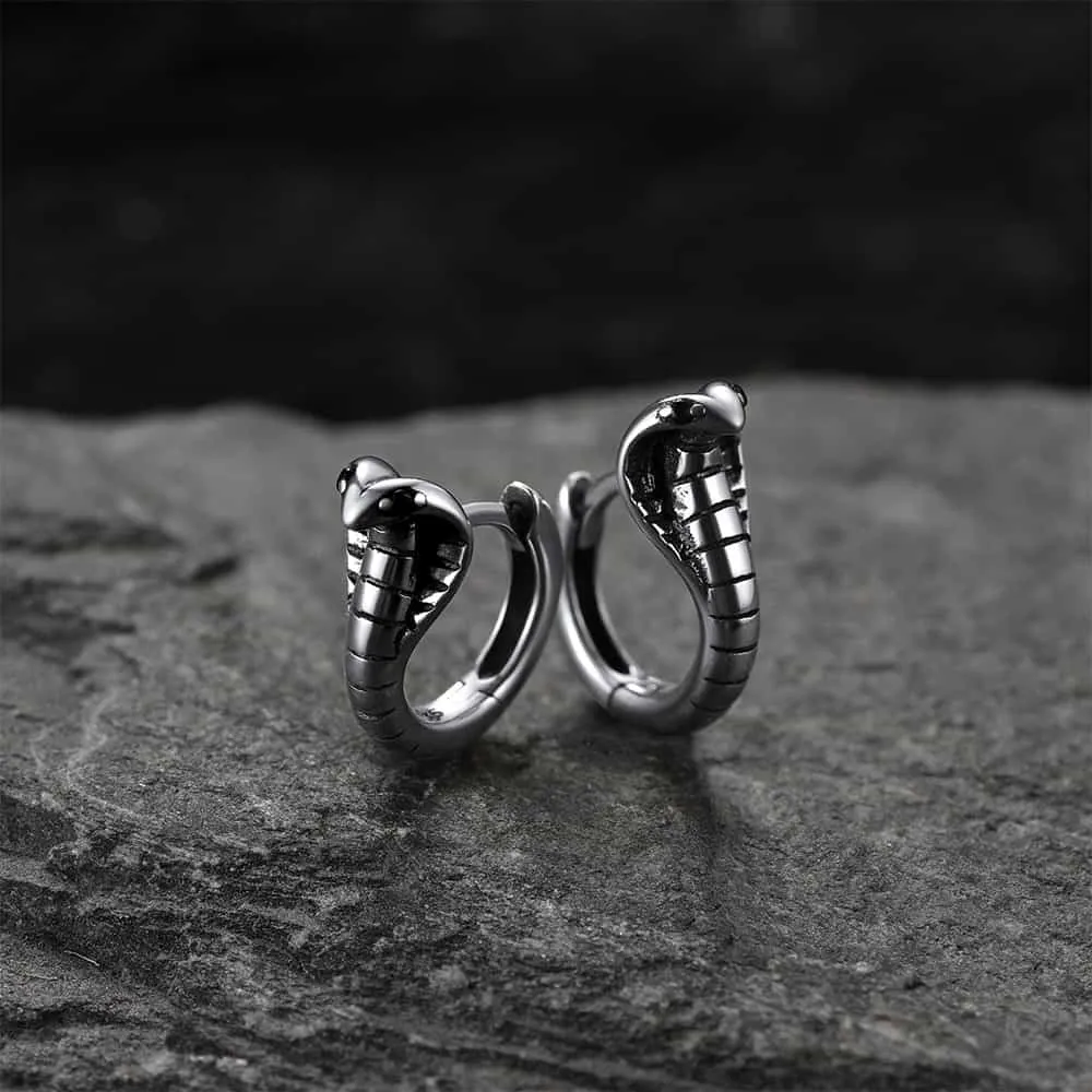 Sterling Silver Cobra Snake Huggie Hoop Earrings for Men sold by FaithHeart product image thumbnail 4