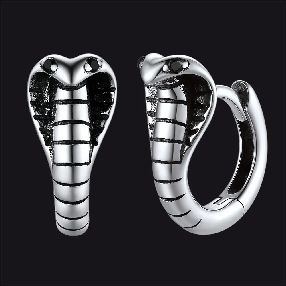 Sterling Silver Cobra Snake Huggie Hoop Earrings for Men sold by FaithHeart