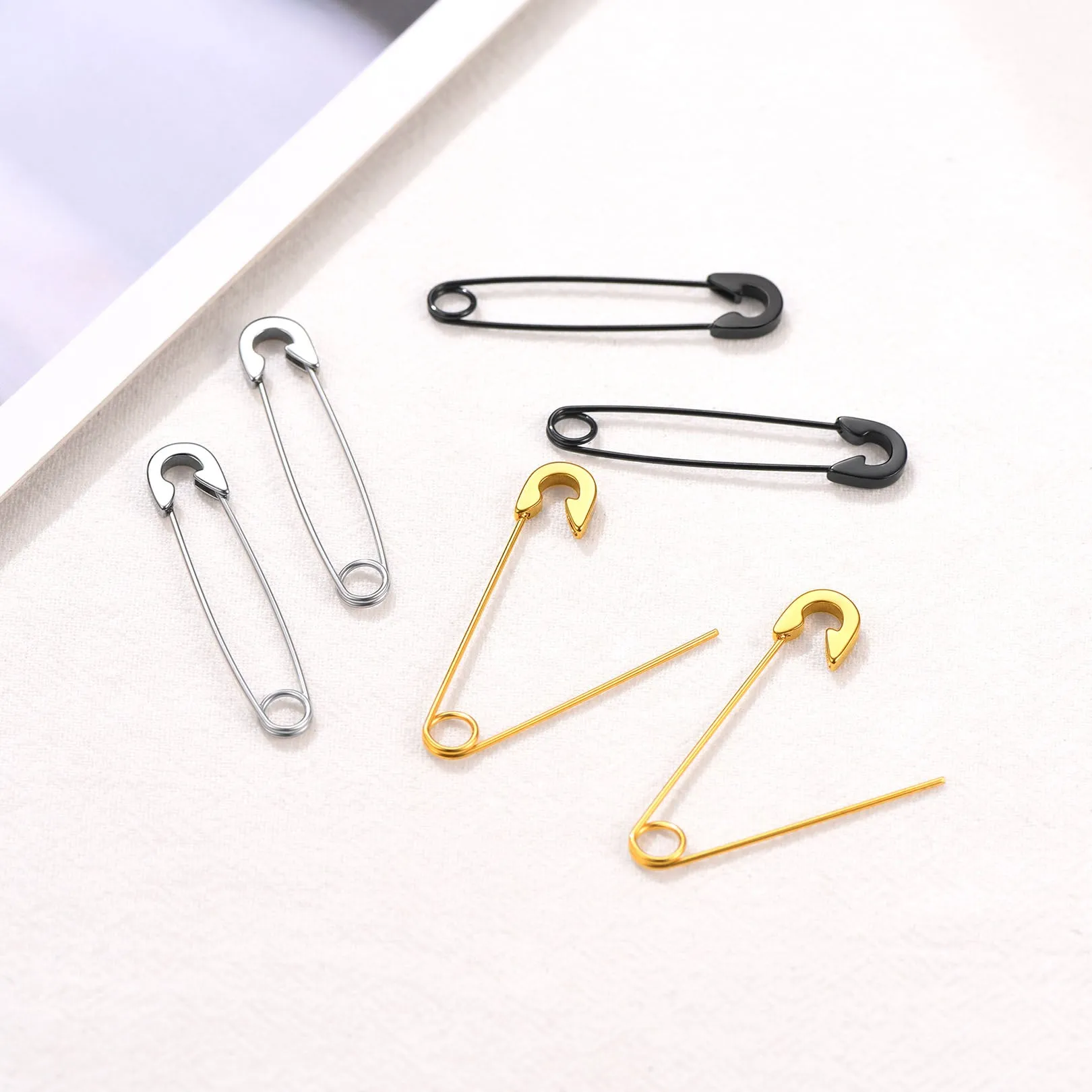 Safety Pin Piercing Earrings Set For Men 3 Pairs sold by FaithHeart product image thumbnail 3