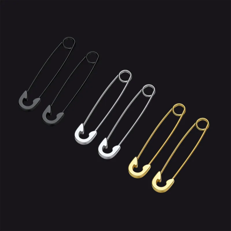 Safety Pin Piercing Earrings Set For Men 3 Pairs sold by FaithHeart