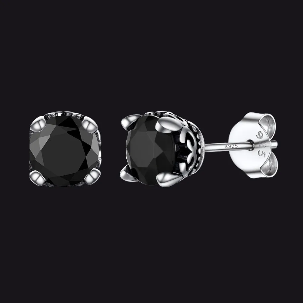 Sterling Silver Black Cubic Zirconia Stud Earrings For Men sold by FaithHeart