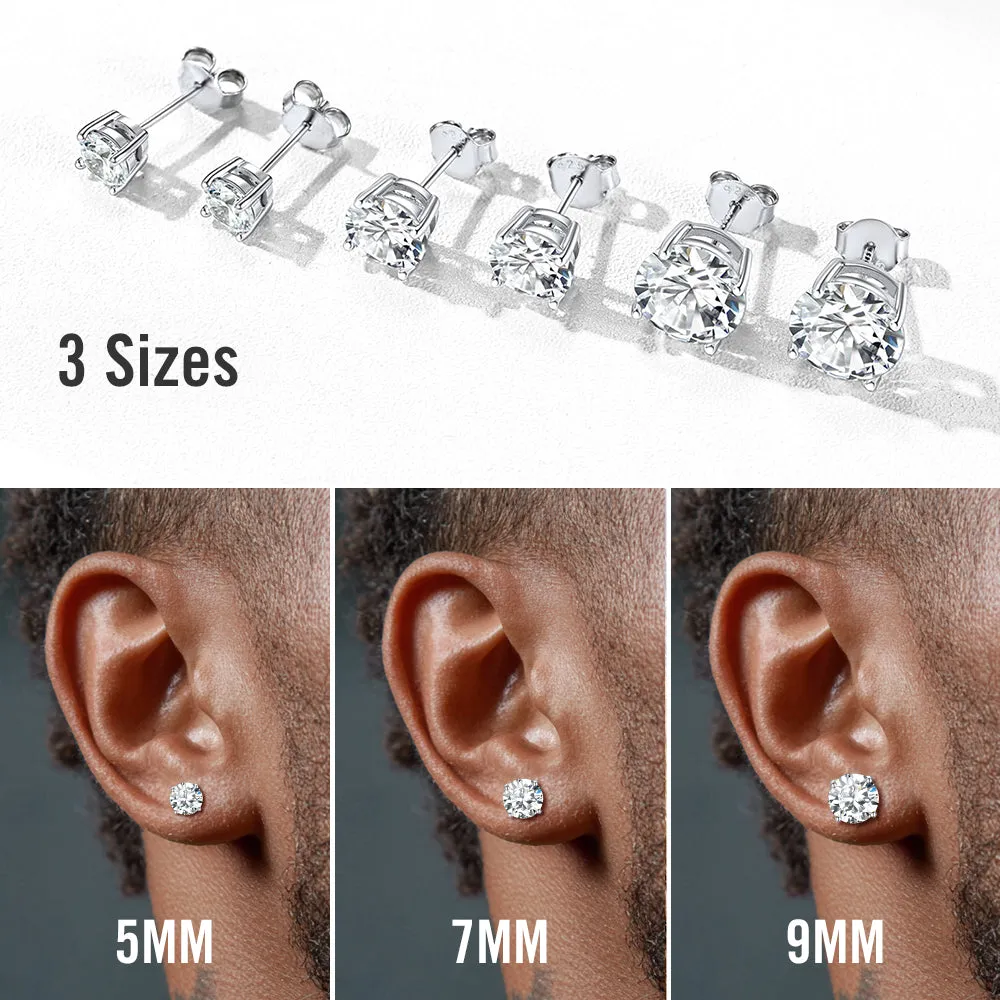 Sterling Silver Diamond Stud Earrings For Men Women sold by FaithHeart product image thumbnail 5