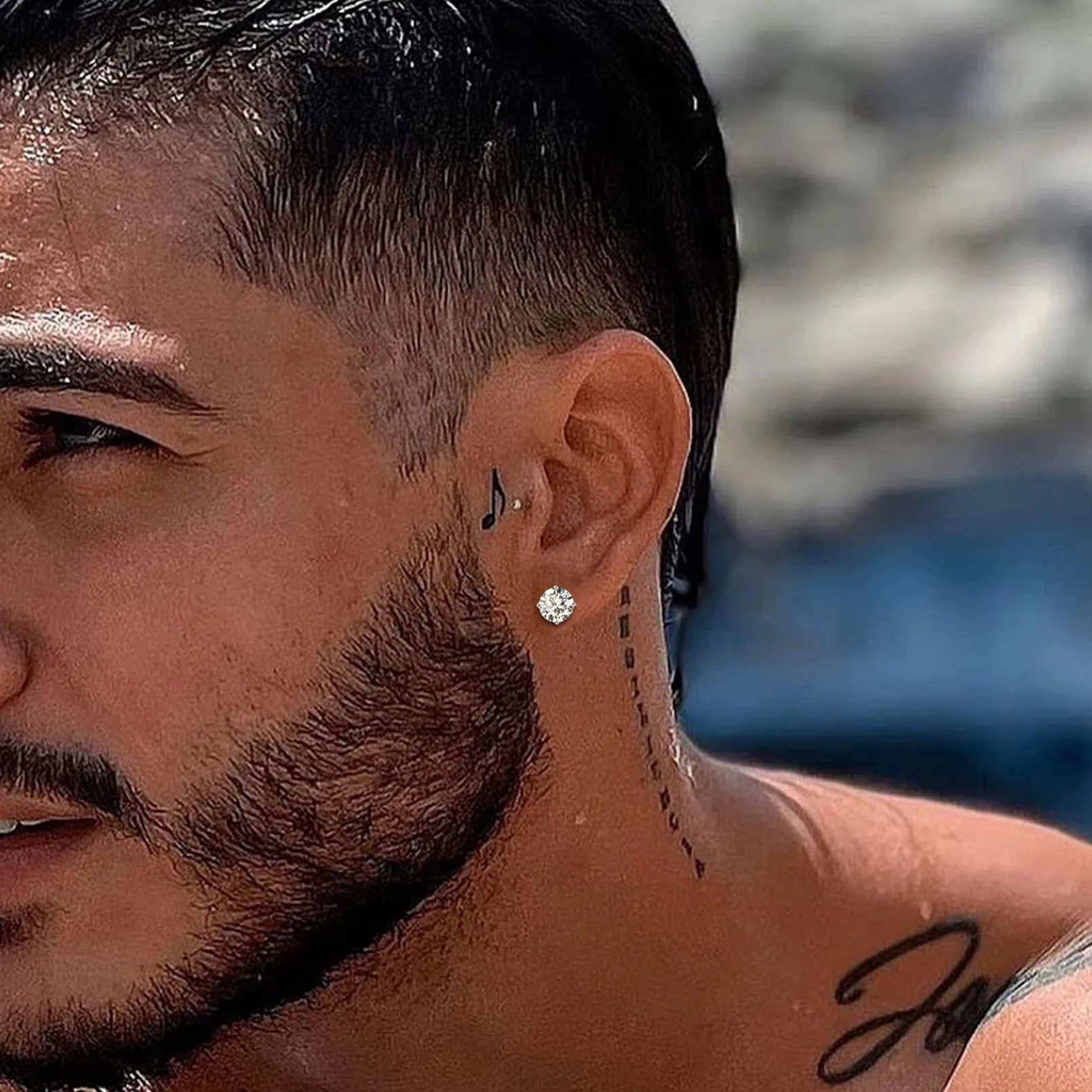 Sterling Silver Diamond Stud Earrings For Men Women sold by FaithHeart product image thumbnail 2