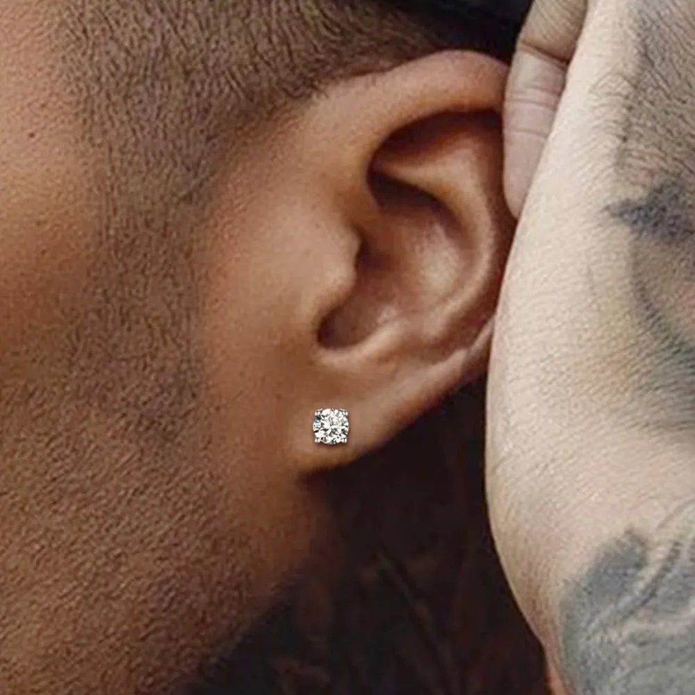 Sterling Silver Diamond Stud Earrings For Men Women sold by FaithHeart product image thumbnail 3