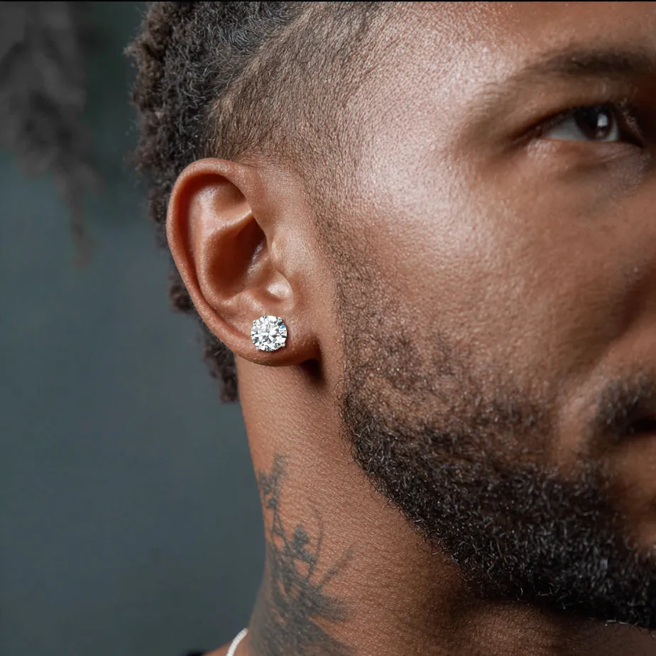 Sterling Silver Diamond Stud Earrings For Men Women sold by FaithHeart product image thumbnail 4