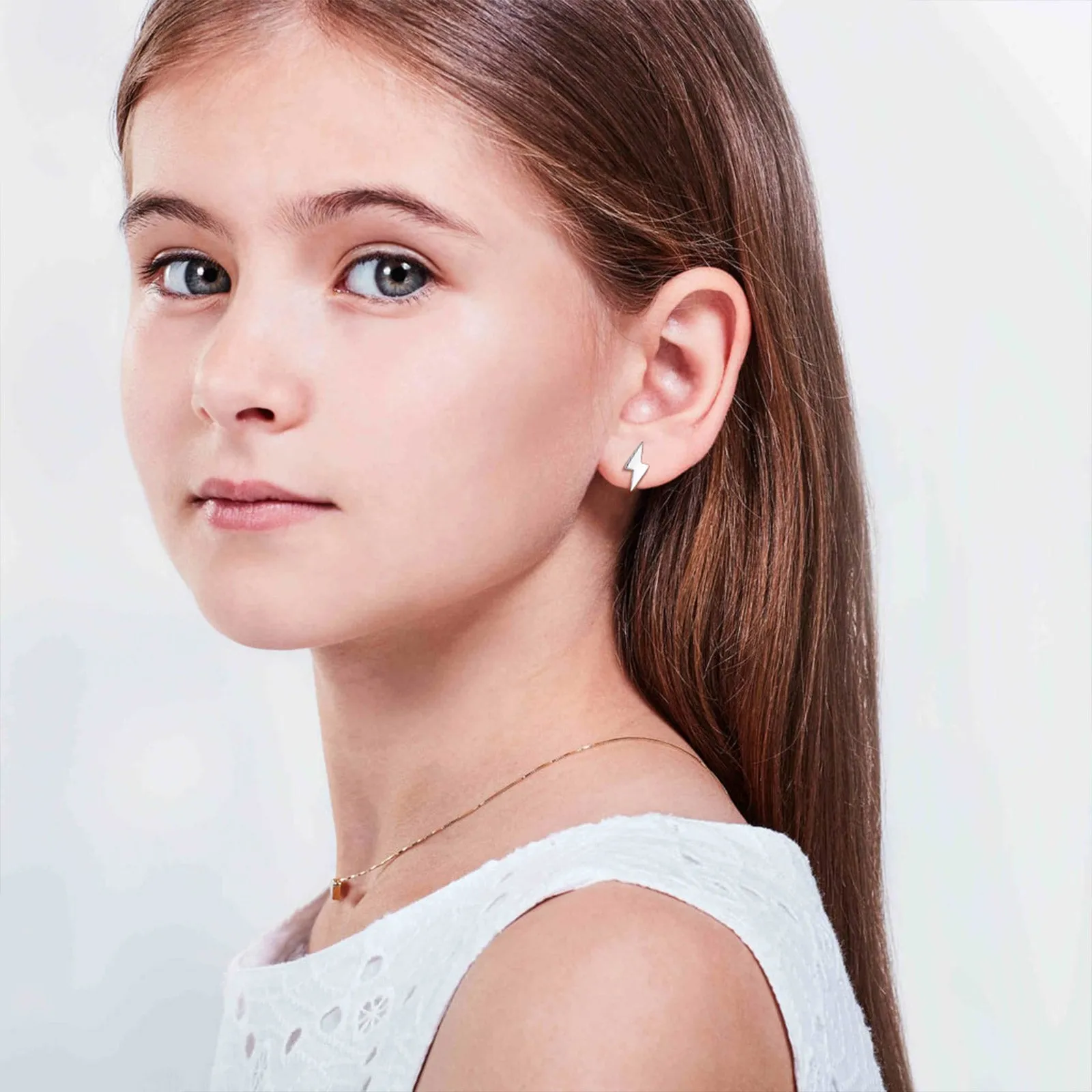 Sterling Silver Lightning Bolt Stud Earrings For Women Men sold by FaithHeart product image thumbnail 5