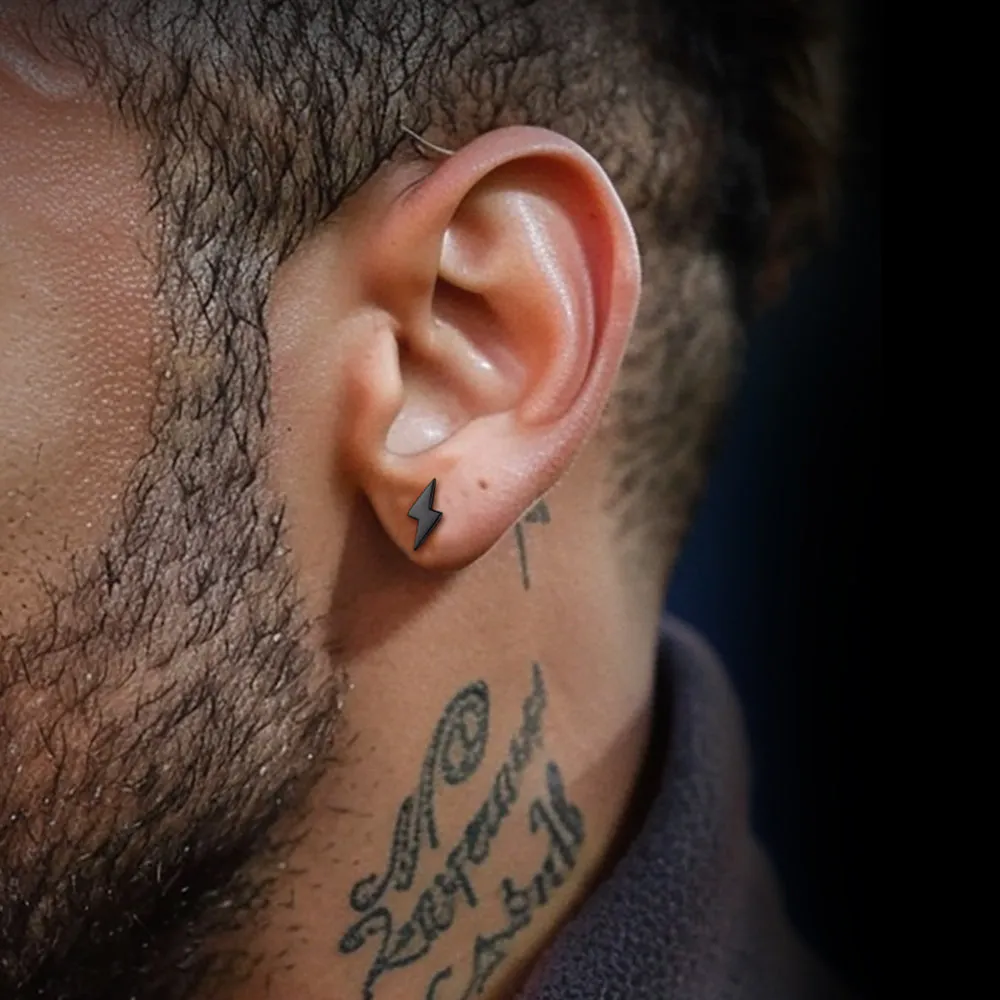 Sterling Silver Lightning Bolt Stud Earrings For Women Men sold by FaithHeart product image thumbnail 2