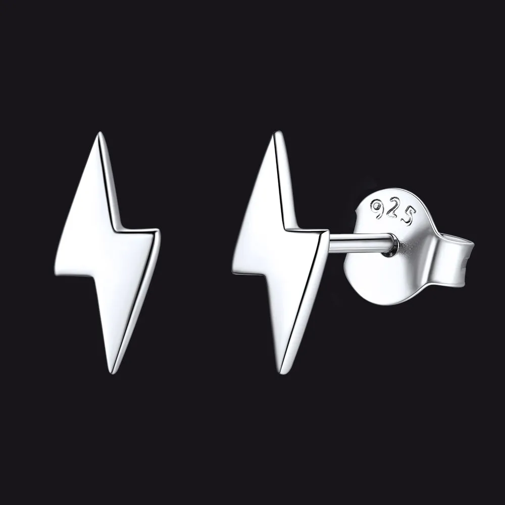 Sterling Silver Lightning Bolt Stud Earrings For Women Men sold by FaithHeart