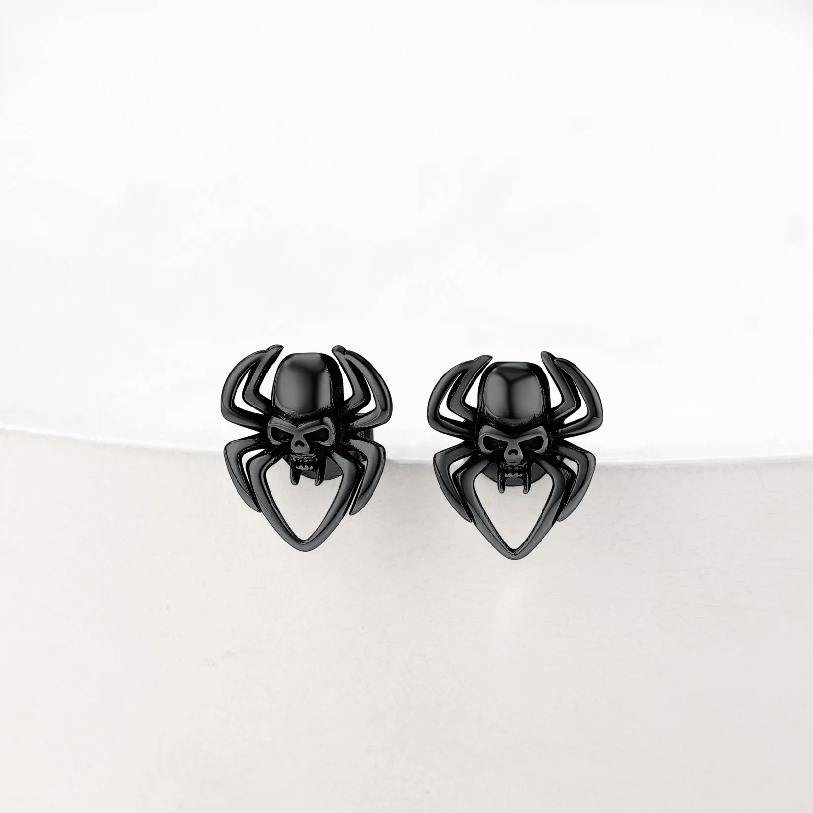 Spider Skull Stud Earrings in Sterling Silver Halloween Gift sold by FaithHeart product image thumbnail 5