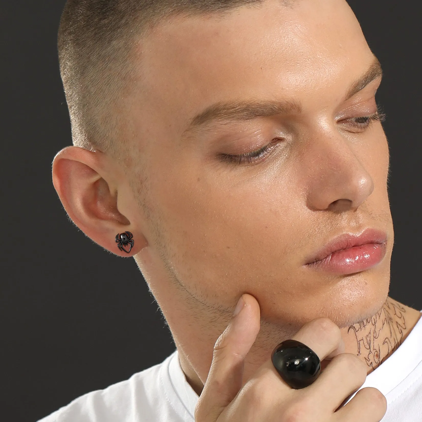 Spider Skull Stud Earrings in Sterling Silver Halloween Gift sold by FaithHeart product image thumbnail 2