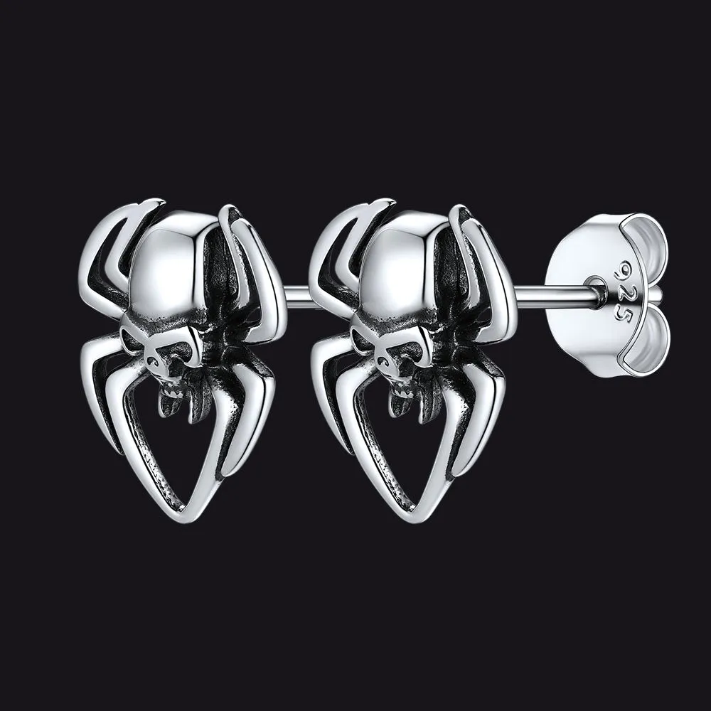 Spider Skull Stud Earrings in Sterling Silver Halloween Gift sold by FaithHeart