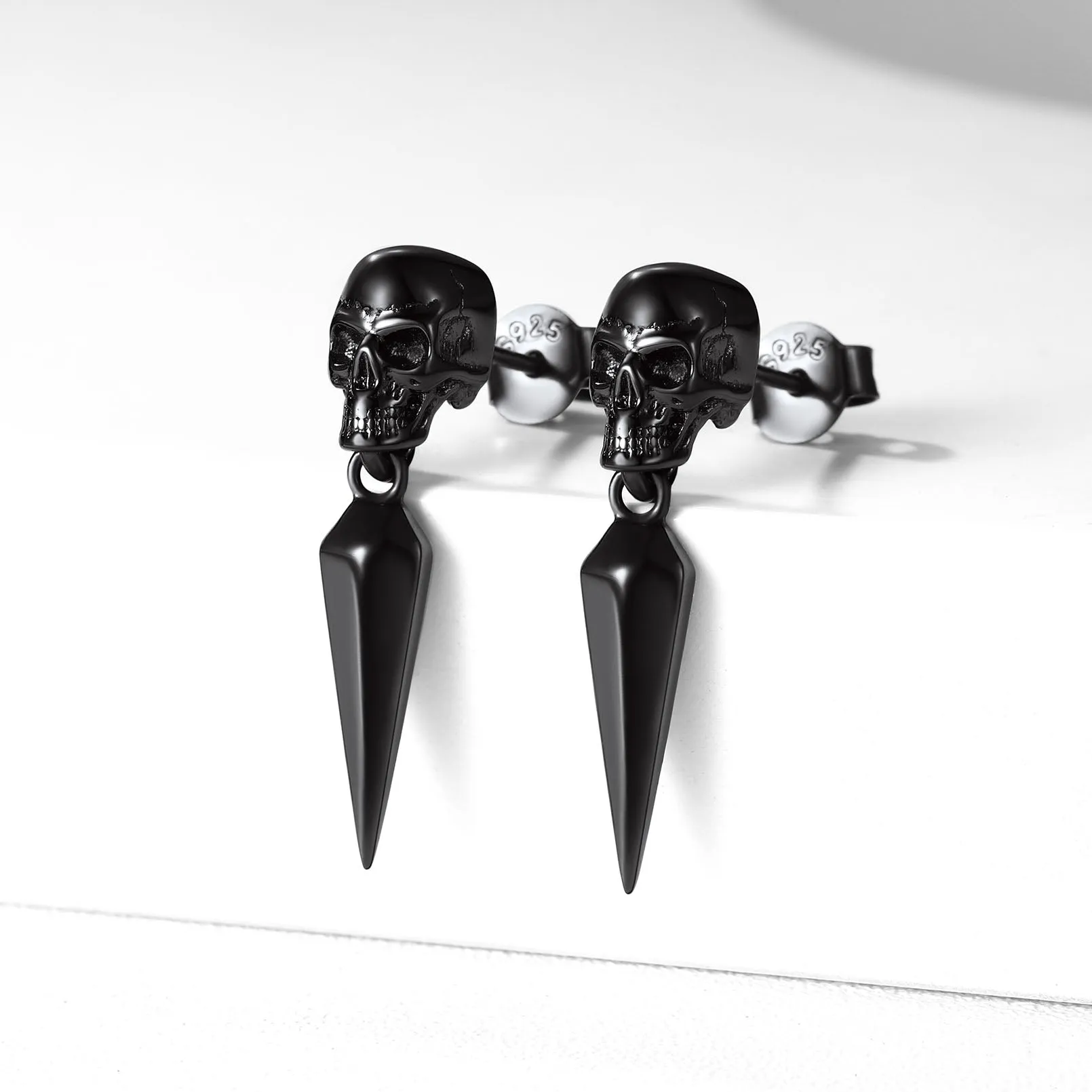 Sterling Silver Gothic Skull Dangle Stud Earrings For Men sold by FaithHeart product image thumbnail 5