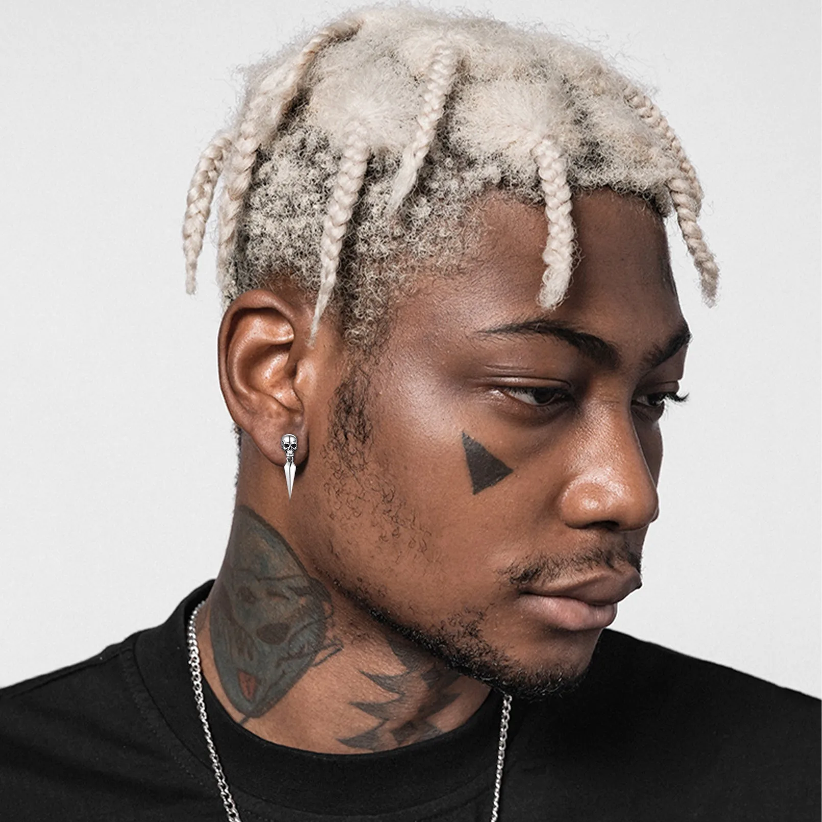 Sterling Silver Gothic Skull Dangle Stud Earrings For Men sold by FaithHeart product image thumbnail 3