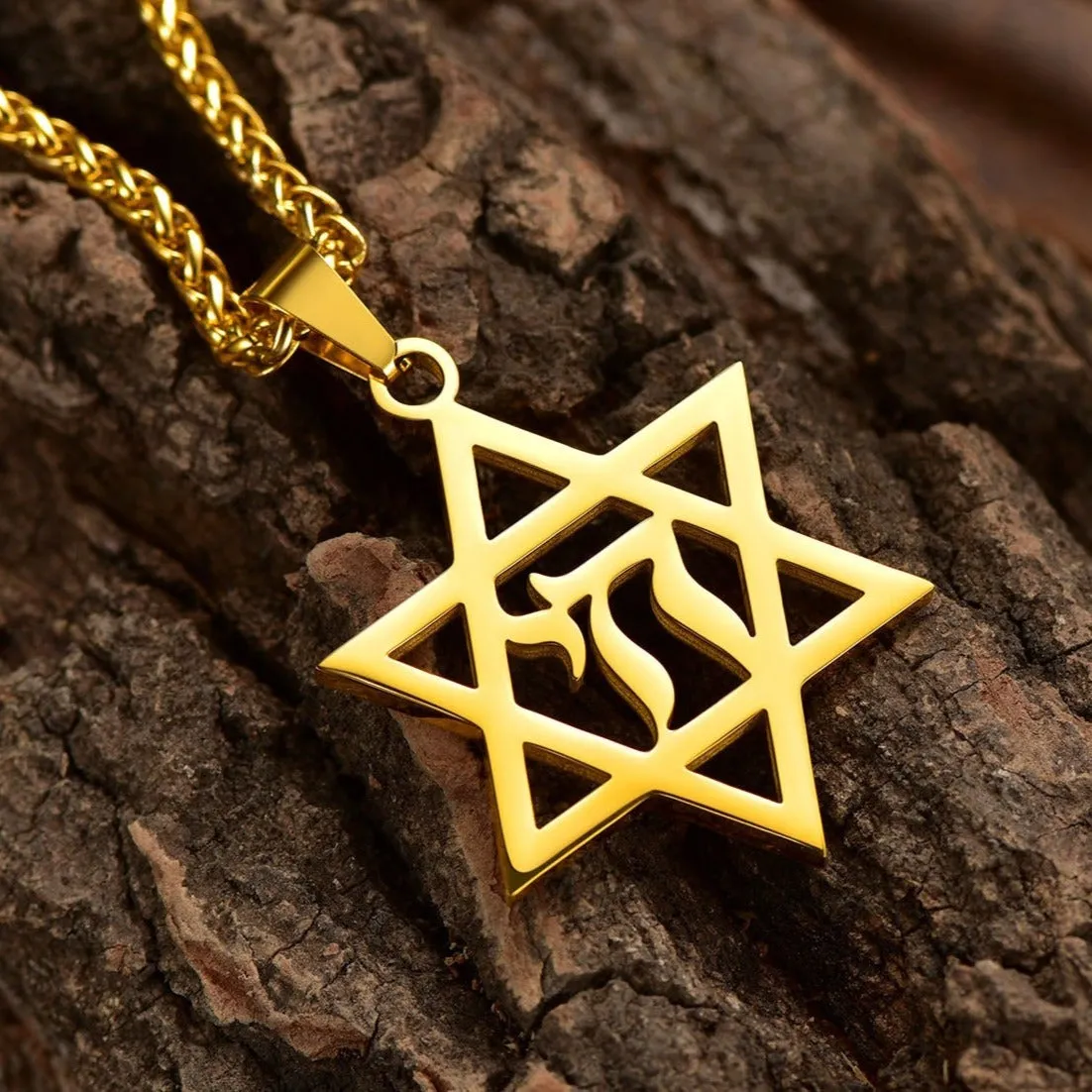 Star Of David Hebrew Letter Necklace For Men sold by FaithHeart product image thumbnail 5