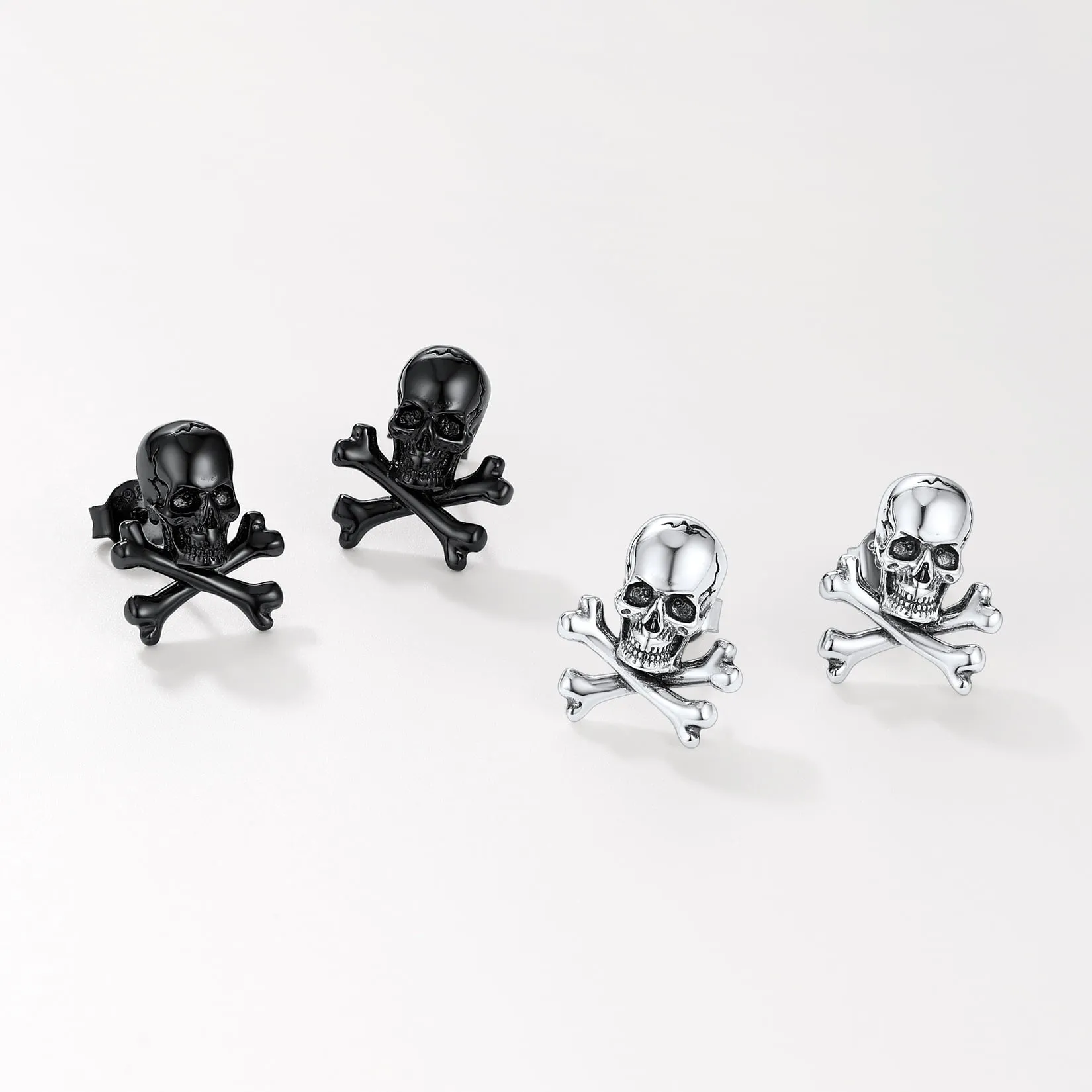 Punk Skull Crossbones Stud Earrings For Men sold by FaithHeart product image thumbnail 3