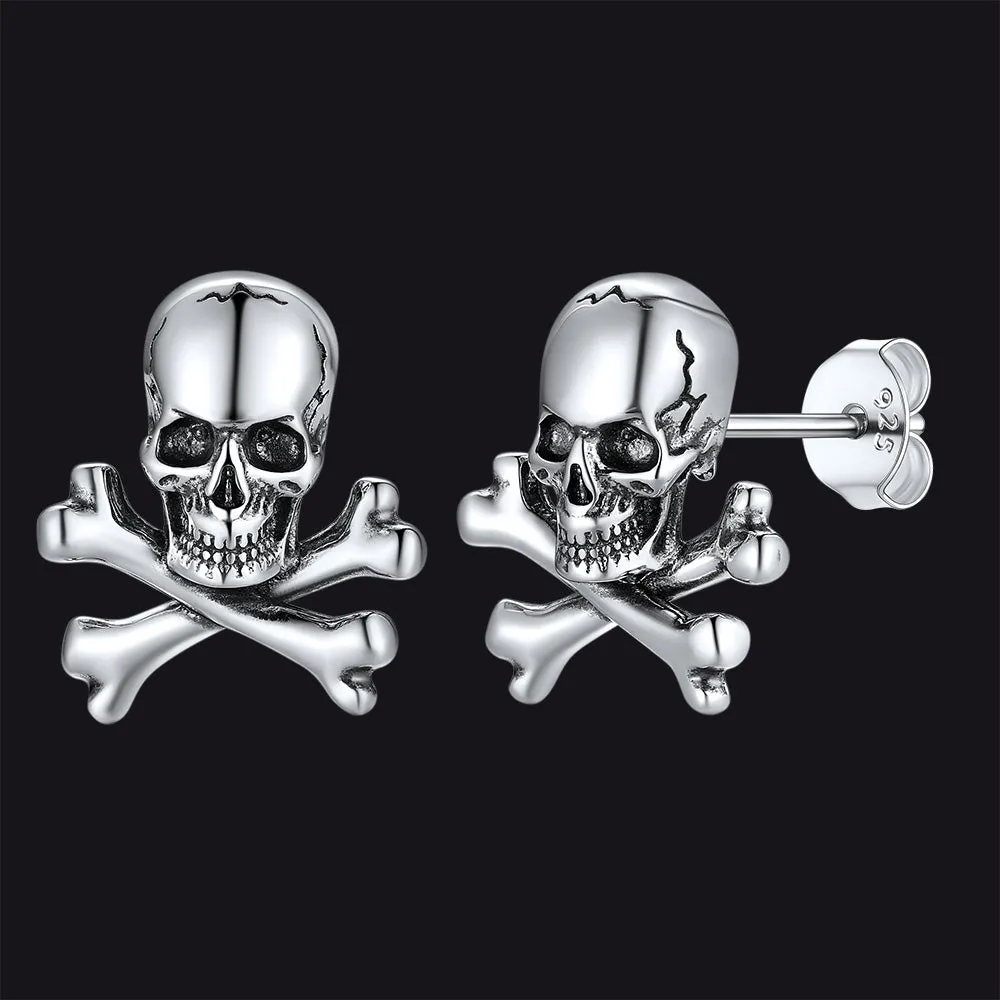 Punk Skull Crossbones Stud Earrings For Men sold by FaithHeart