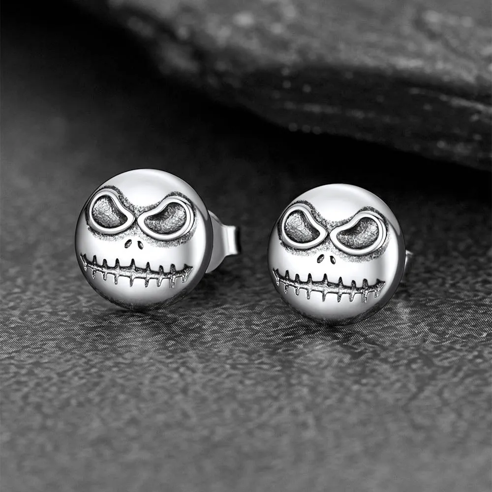Silver Jack Skellington Stud Earrings For Men Halloween Gift sold by FaithHeart product image thumbnail 5