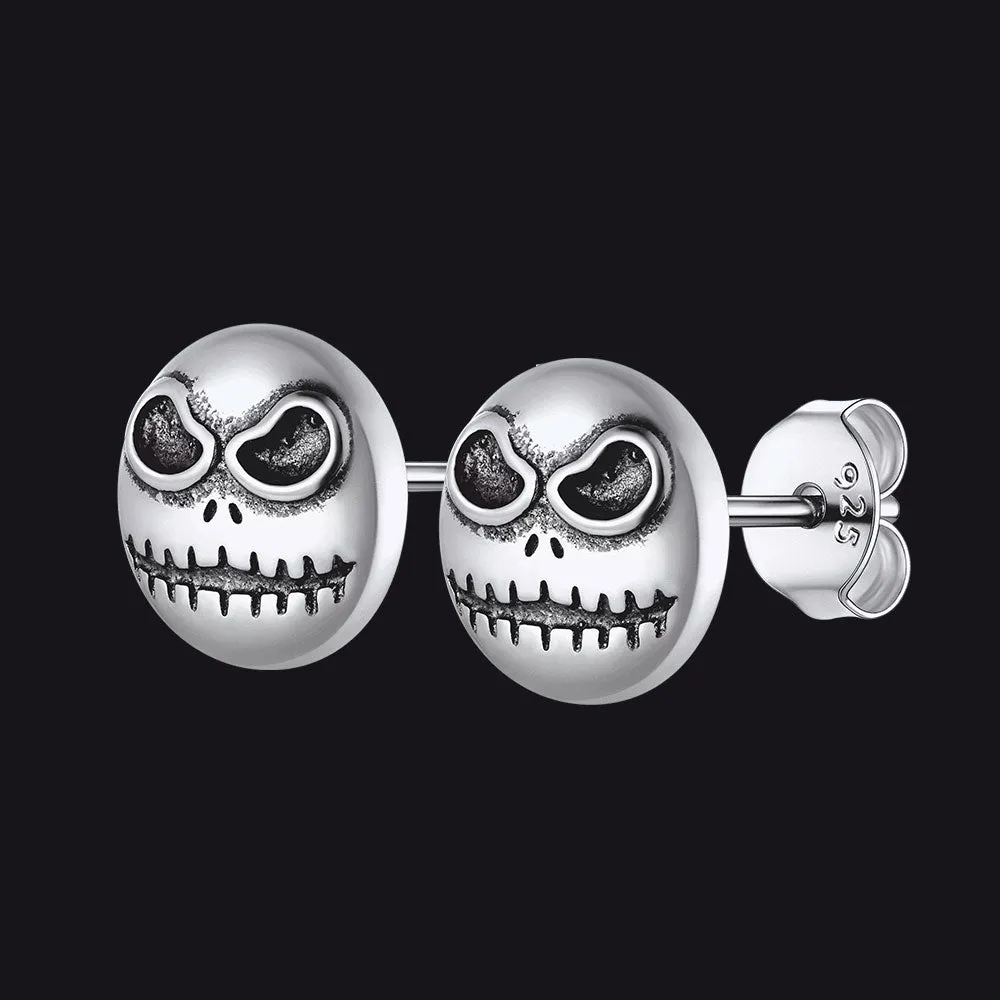 Silver Jack Skellington Stud Earrings For Men Halloween Gift sold by FaithHeart
